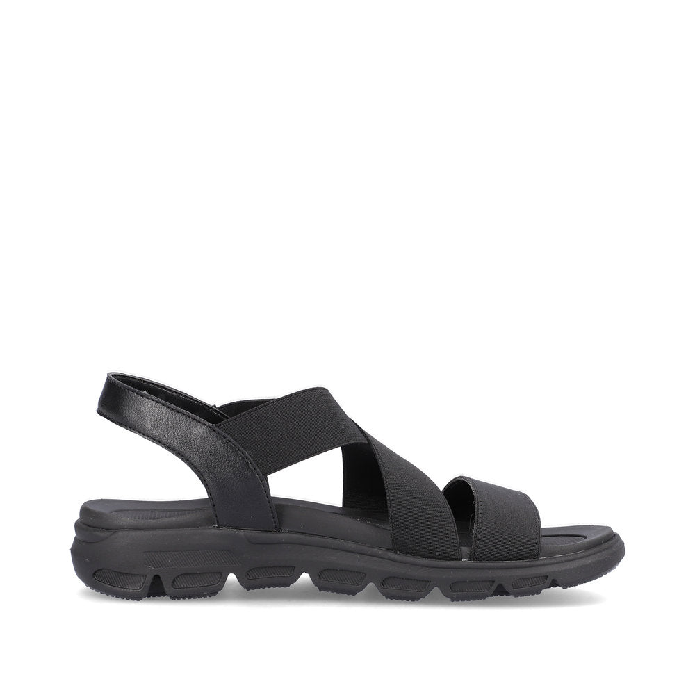 Rieker V8408-00 Evolution Black Sandals with Slingback Strap