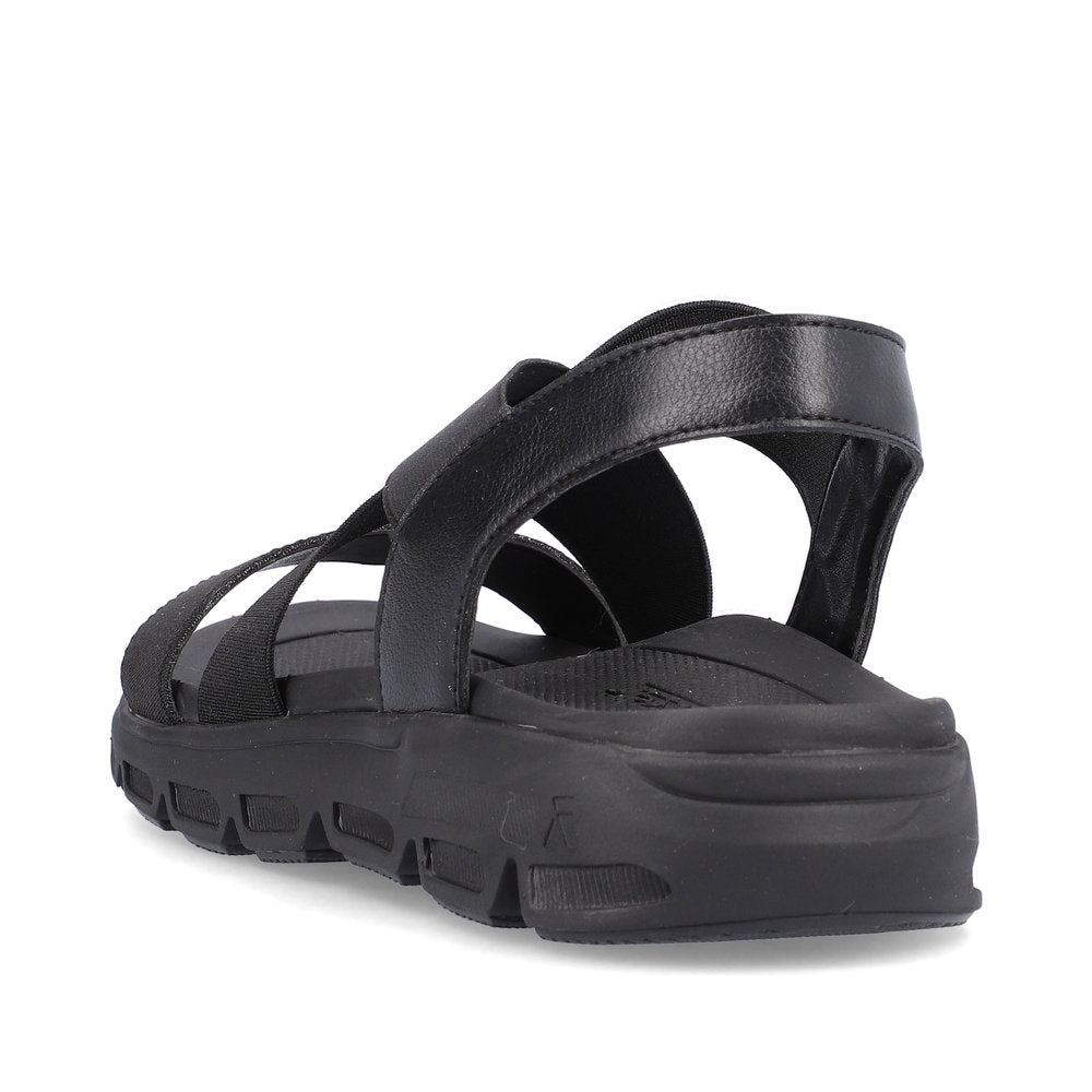 Rieker V8408-00 Evolution Black Sandals with Slingback Strap
