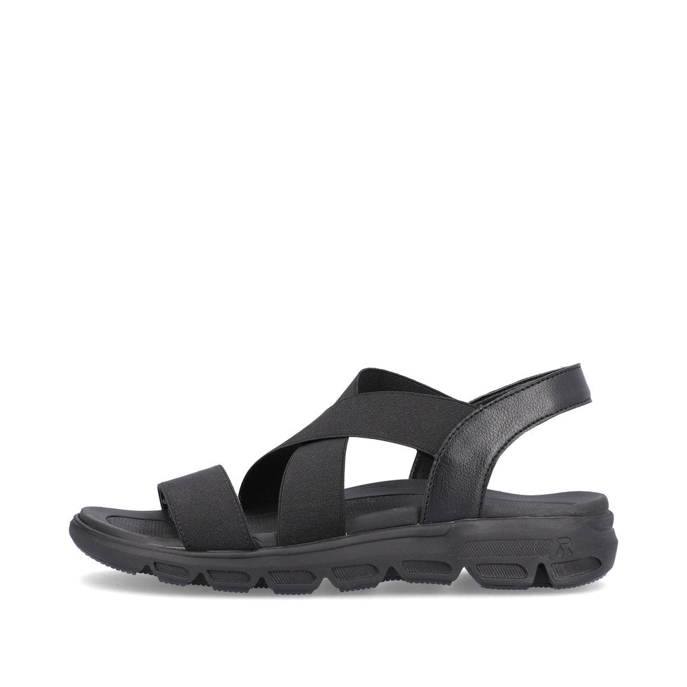 Rieker V8408-00 Evolution Black Sandals with Slingback Strap