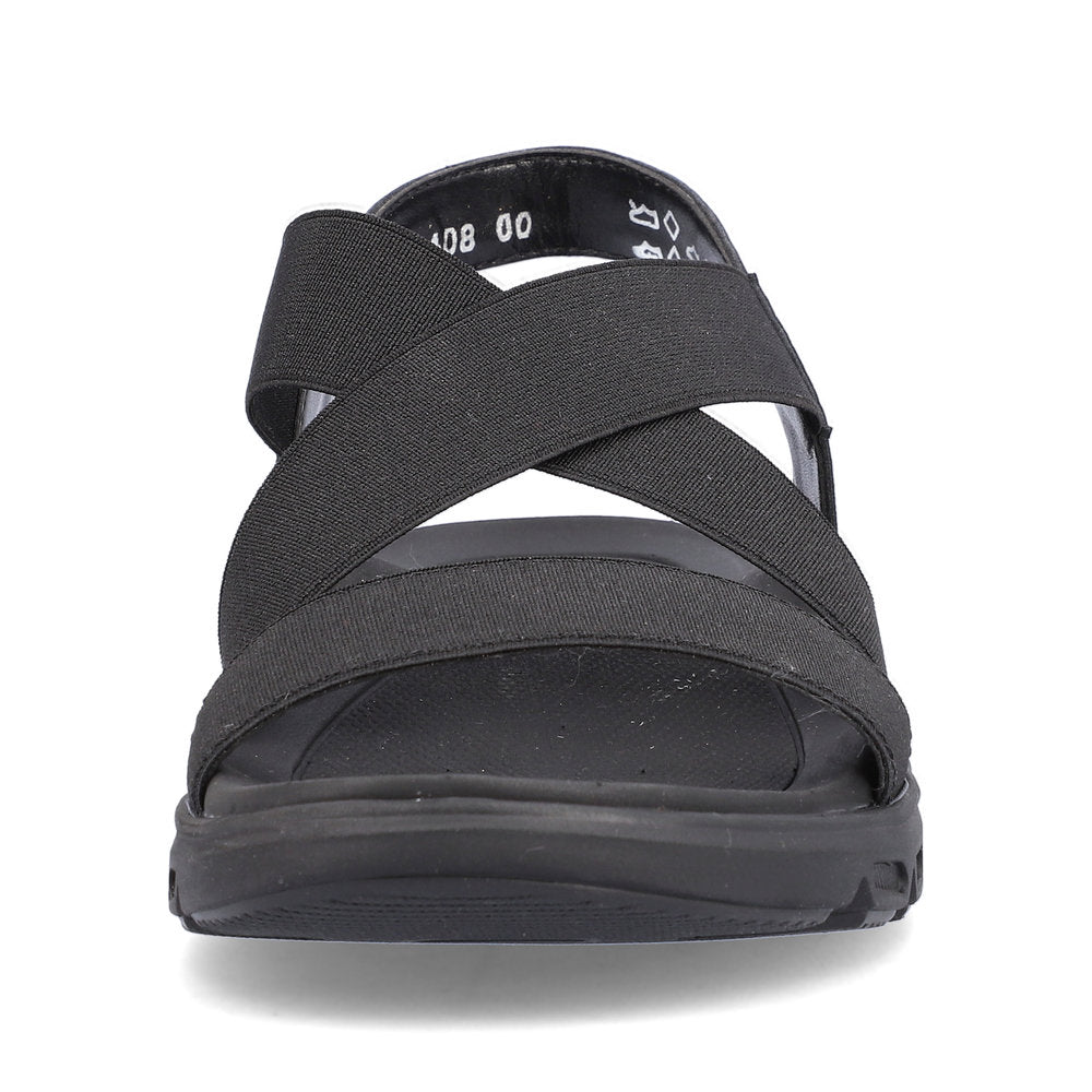 Rieker V8408-00 Evolution Black Sandals with Slingback Strap