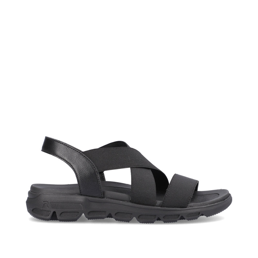 Rieker V8408-00 Evolution Black Sandals with Slingback Strap