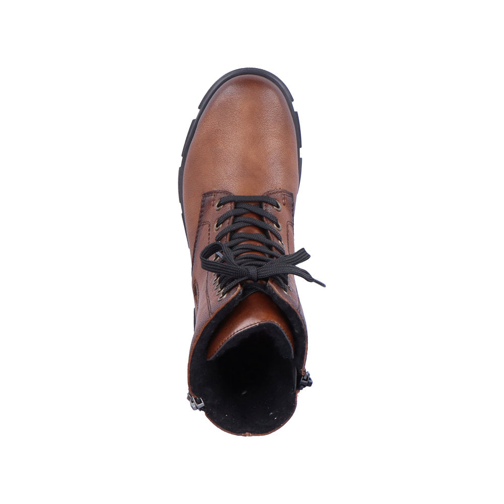 Rieker Y7122-20 Brown Boots with Zip and Laces