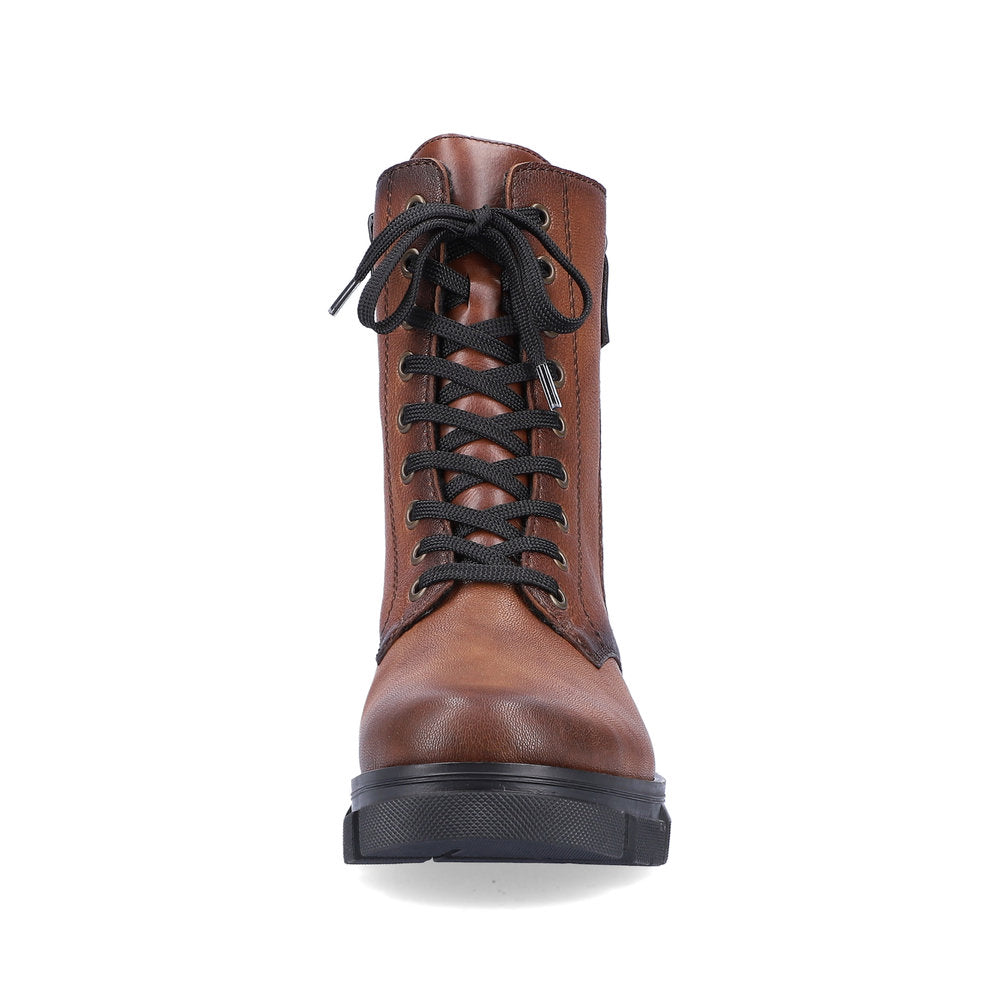 Rieker Y7122-20 Brown Boots with Zip and Laces
