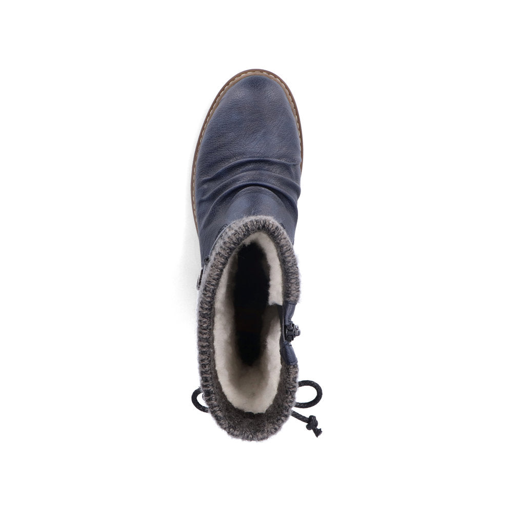 Rieker Z4750-15 Tex Navy Blue Knit Calf Boots