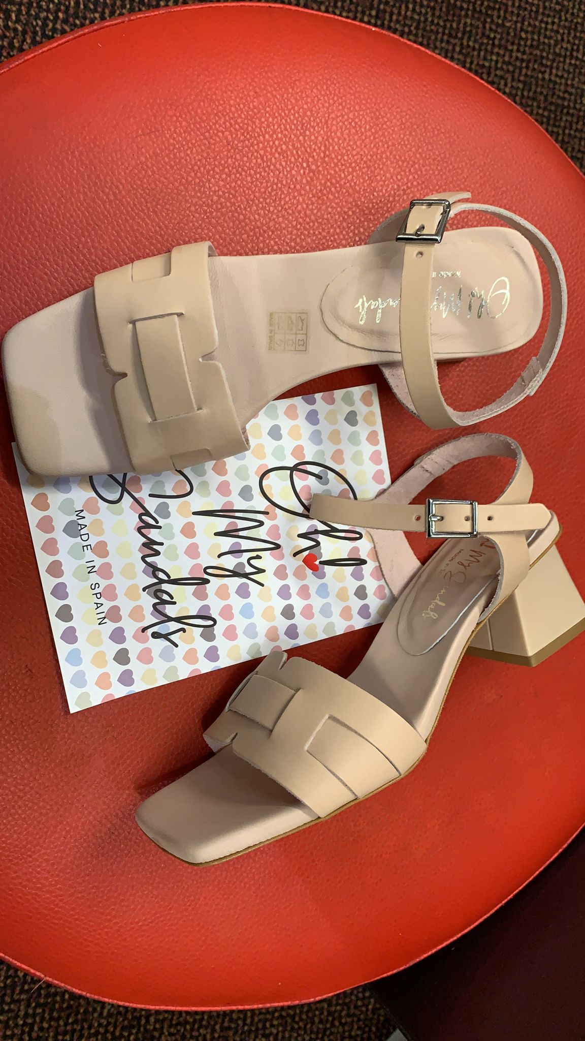 Oh My Sandals 5257 Nude Block Heel Sandals