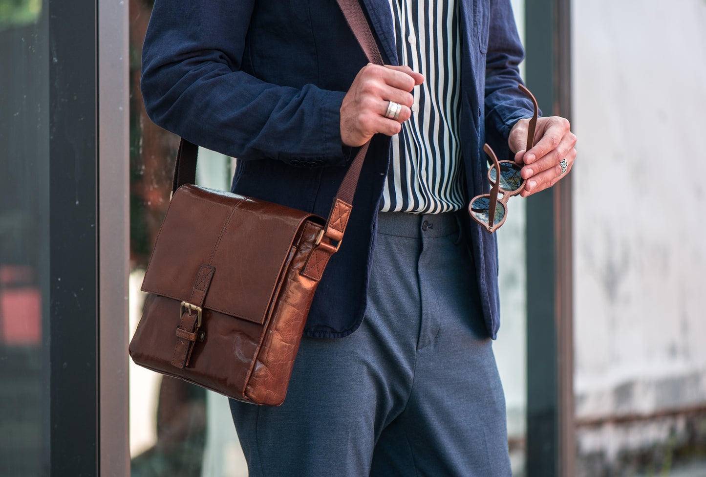 Ashwood Leather Benjamin Chestnut Messenger Bag
