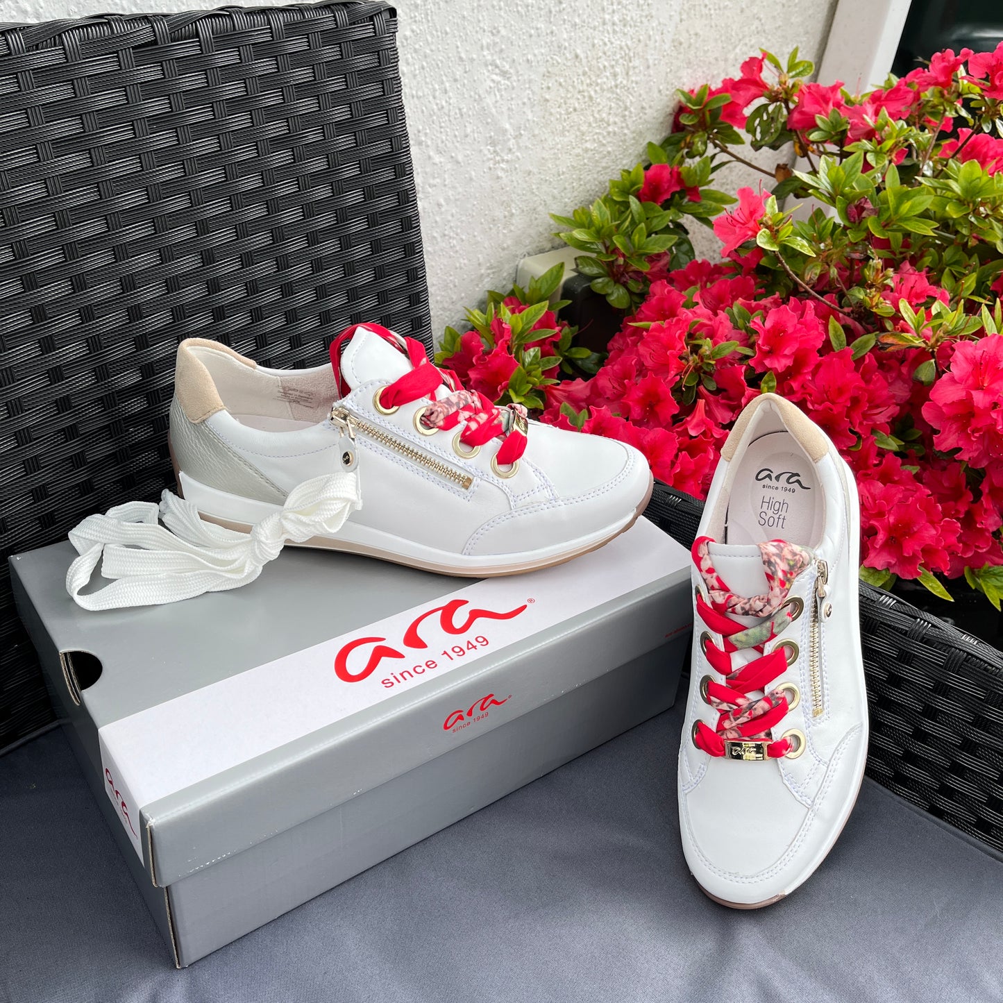 Ara 12-34587-79 Osaka HighSoft H Fit White Sneakers with Spare Laces