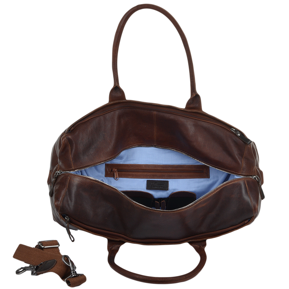Ashwood Leather 4556 Tan/Brown Milled Holdall Bag