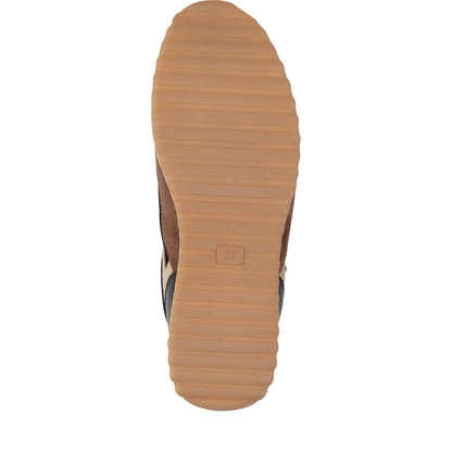 Marco Tozzi 2-23719-44 098 Black, Brown & Gold Combi Side Zip Trainers