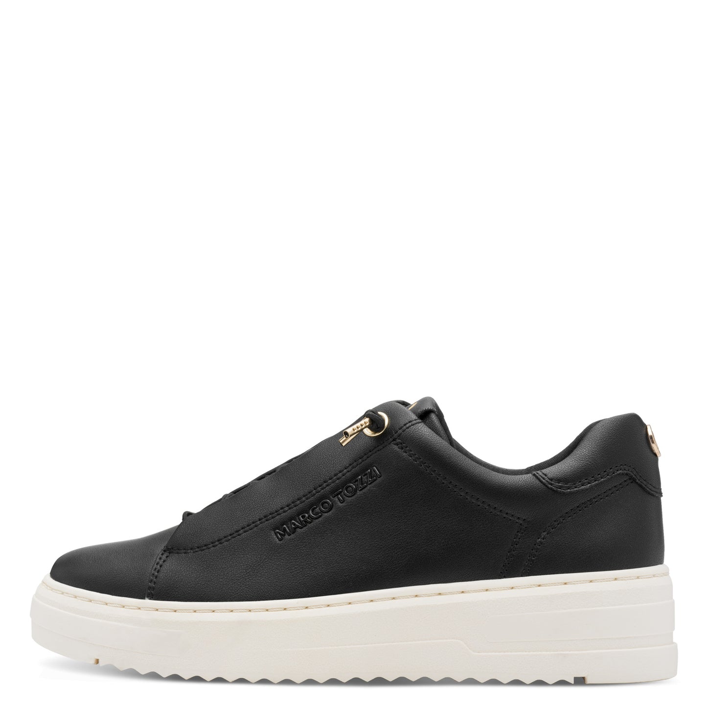 Marco Tozzi 2-23724-44 085 Black & Gold Trainers with White Sole
