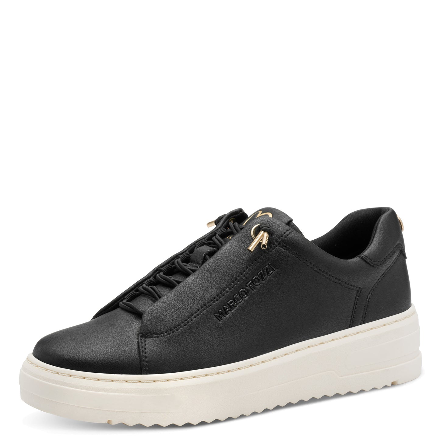 Marco Tozzi 2-23724-44 085 Black & Gold Trainers with White Sole