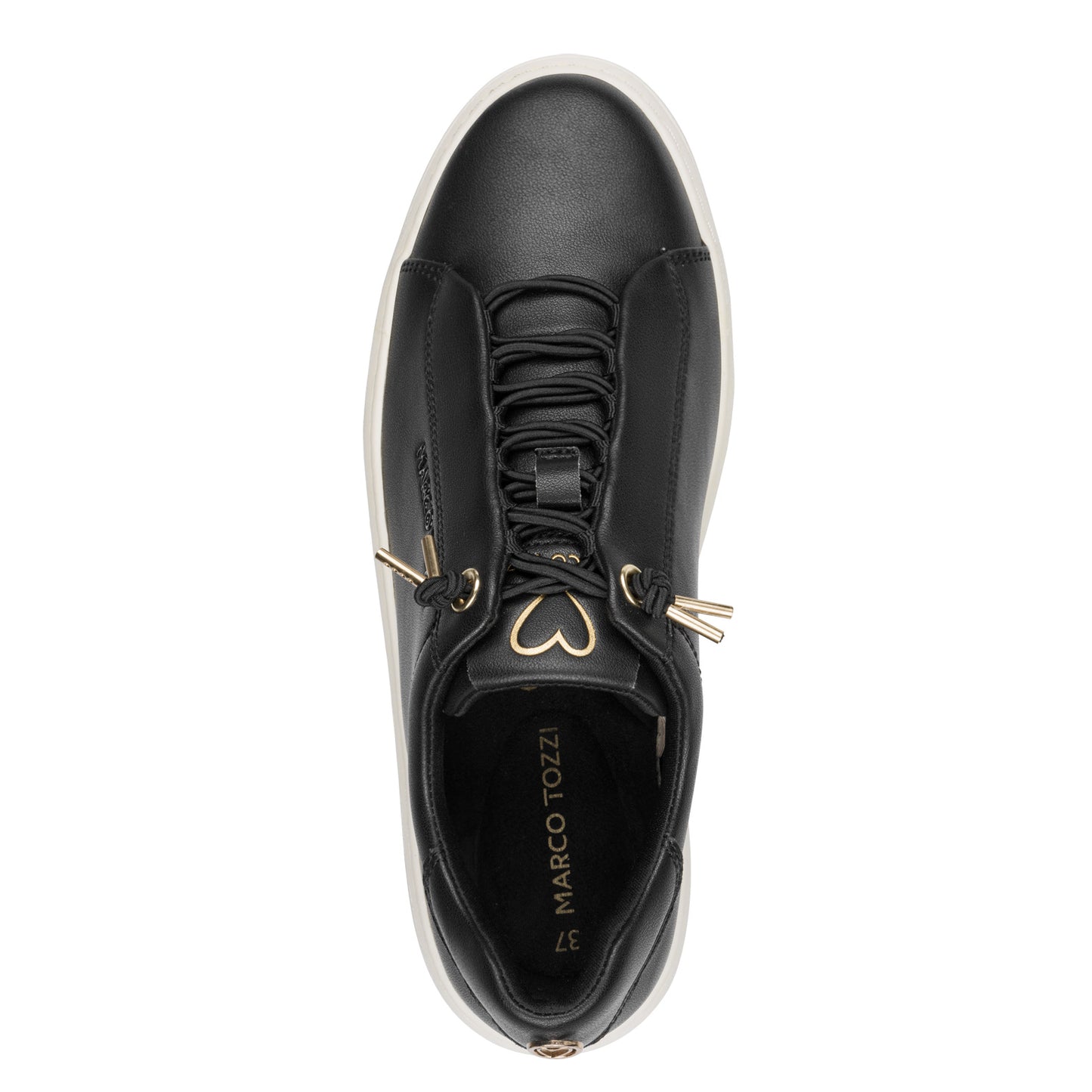 Marco Tozzi 2-23724-44 085 Black & Gold Trainers with White Sole