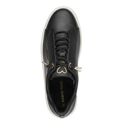 Marco Tozzi 2-23724-44 085 Black & Gold Trainers with White Sole