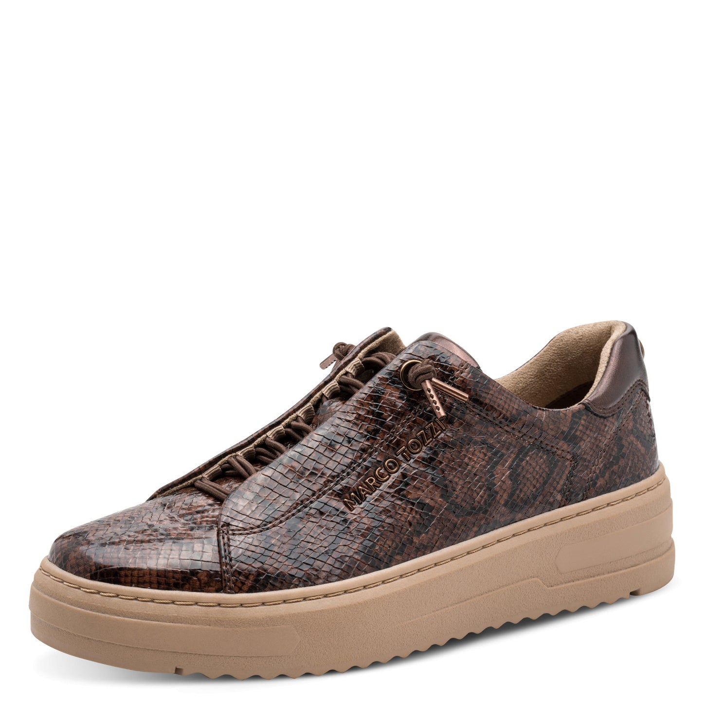 Marco Tozzi 2-23724-44 365 Cognac Snake Combi Slip On Trainers