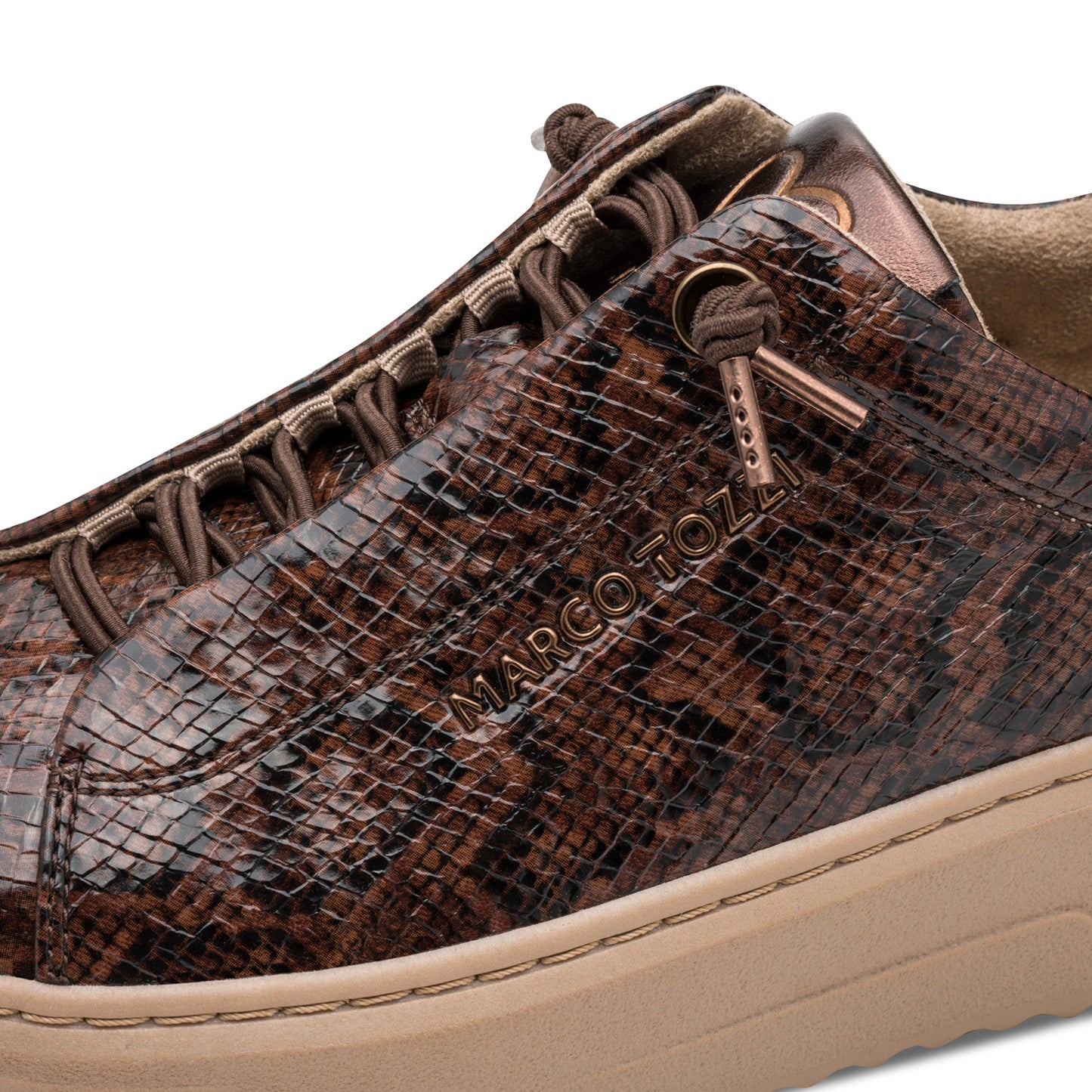 Marco Tozzi 2-23724-44 365 Cognac Snake Combi Slip On Trainers