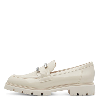 Marco Tozzi 2-24701-44 415 Cream Patent Slip On Moccasins