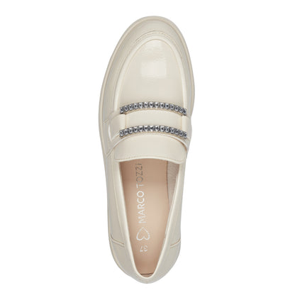 Marco Tozzi 2-24701-44 415 Cream Patent Slip On Moccasins