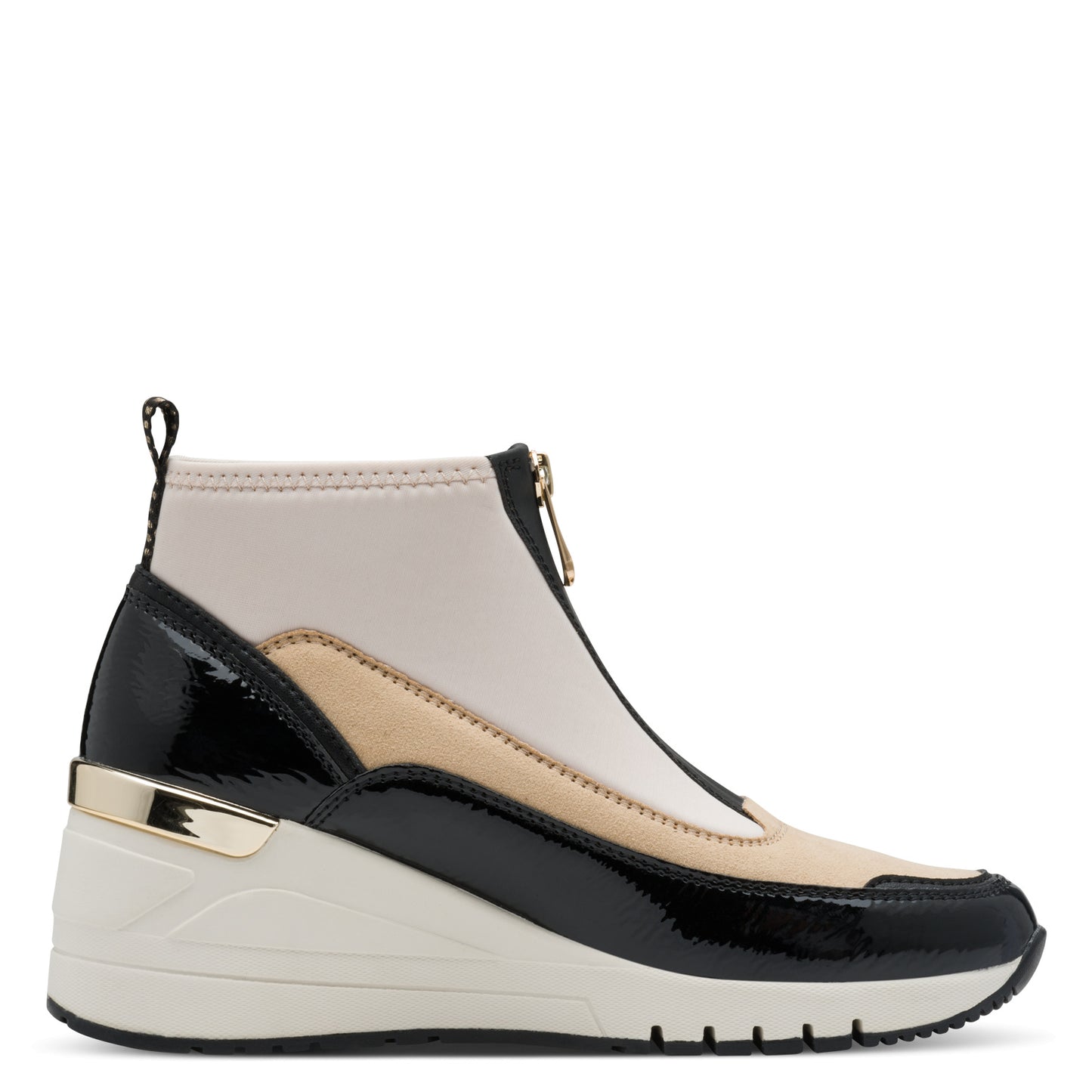 Marco Tozzi 2-24714-45 410 Cream & Black Combi Front Zip Boots
