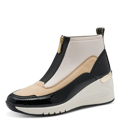 Marco Tozzi 2-24714-45 410 Cream & Black Combi Front Zip Boots