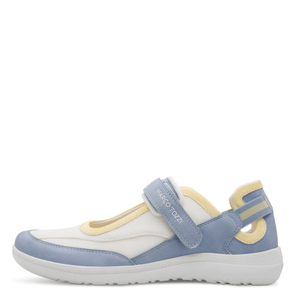 Marco Tozzi 2-24716-46 117 White & Light Blue Combi Velcro Shoes