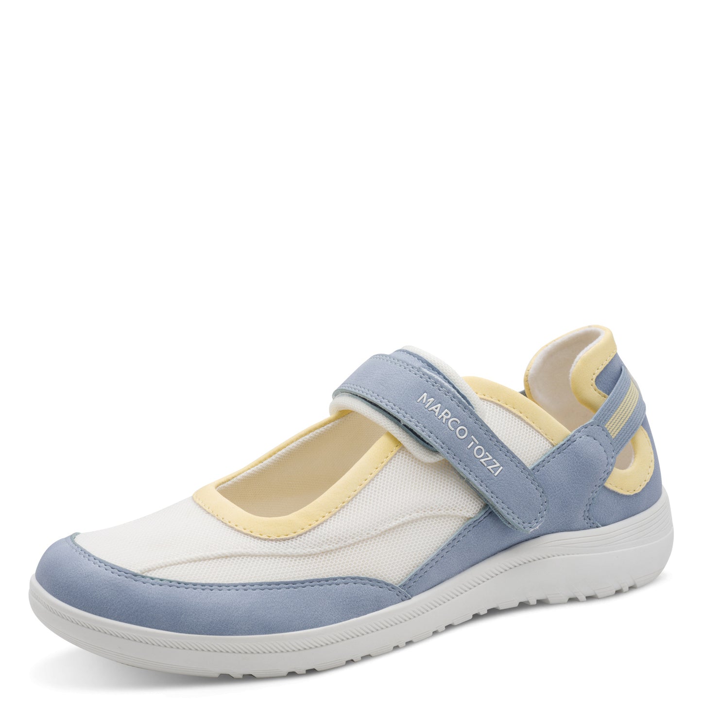 Marco Tozzi 2-24716-46 117 White & Light Blue Combi Velcro Shoes
