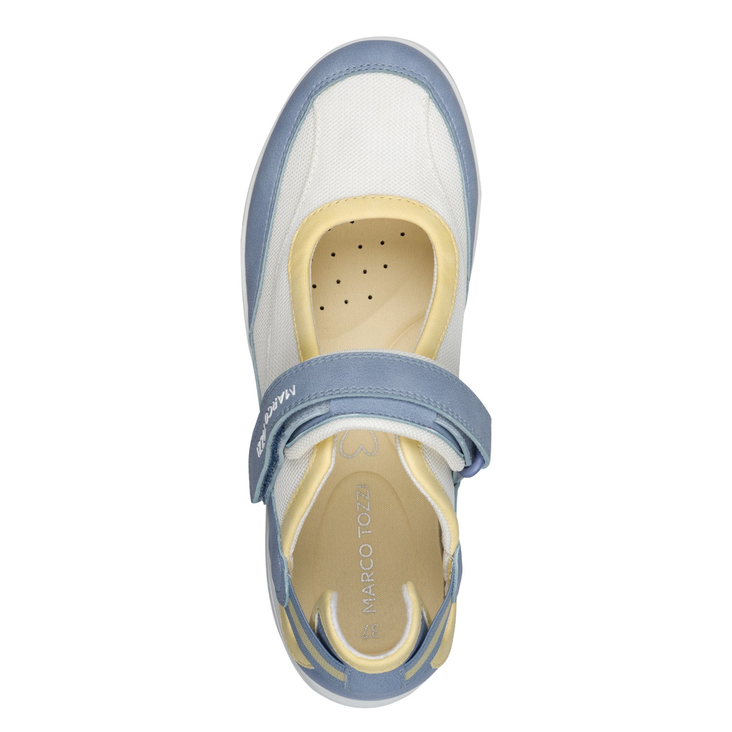 Marco Tozzi 2-24716-46 117 White & Light Blue Combi Velcro Shoes