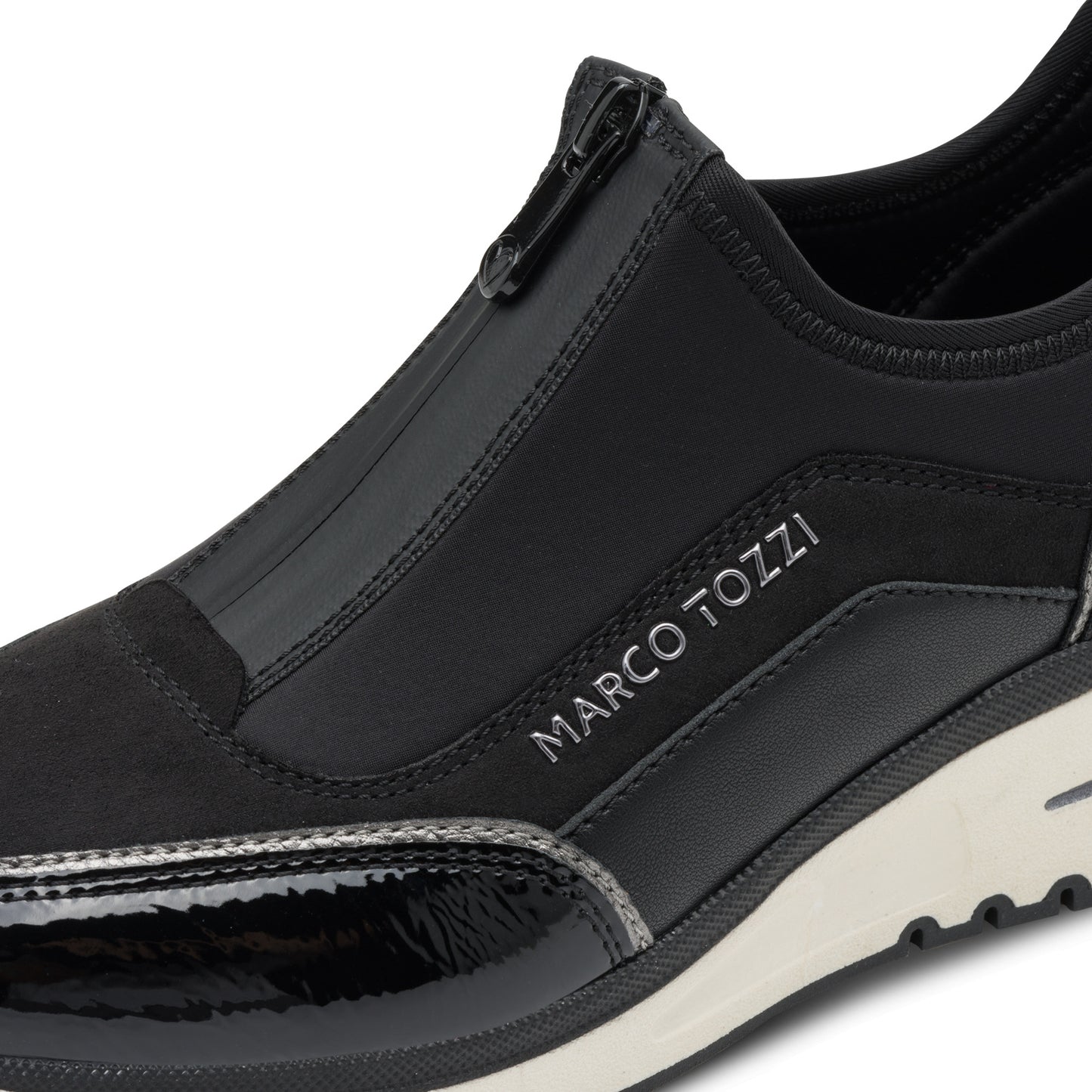 Marco Tozzi 2-24780-45 098 Black Combi Front Zip Sneakers
