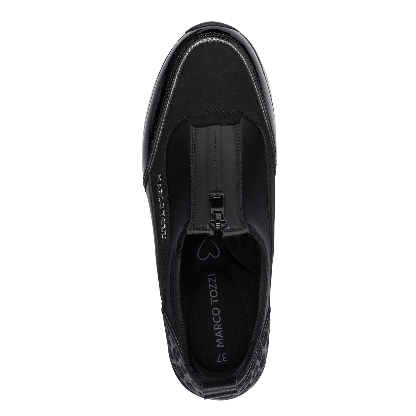 Marco Tozzi 2-24780-45 098 Black Combi Front Zip Sneakers