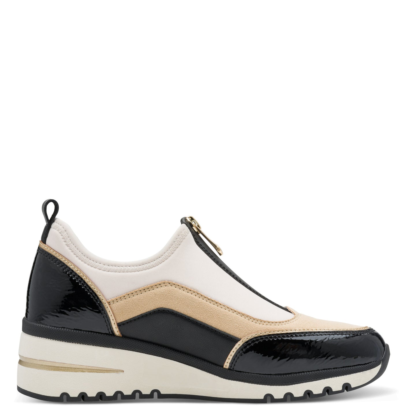 Marco Tozzi 2-24780-45 410 Cream & Black Combi Front Zip Sneakers