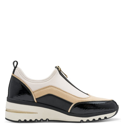 Marco Tozzi 2-24780-45 410 Cream & Black Combi Front Zip Sneakers