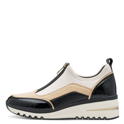 Marco Tozzi 2-24780-45 410 Cream & Black Combi Front Zip Sneakers
