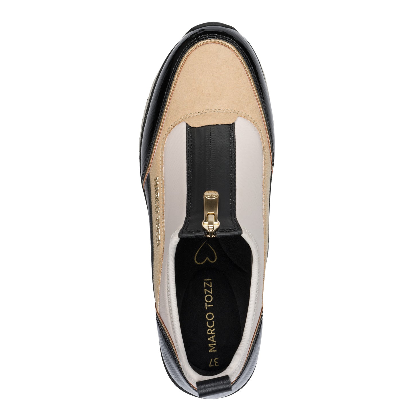 Marco Tozzi 2-24780-45 410 Cream & Black Combi Front Zip Sneakers