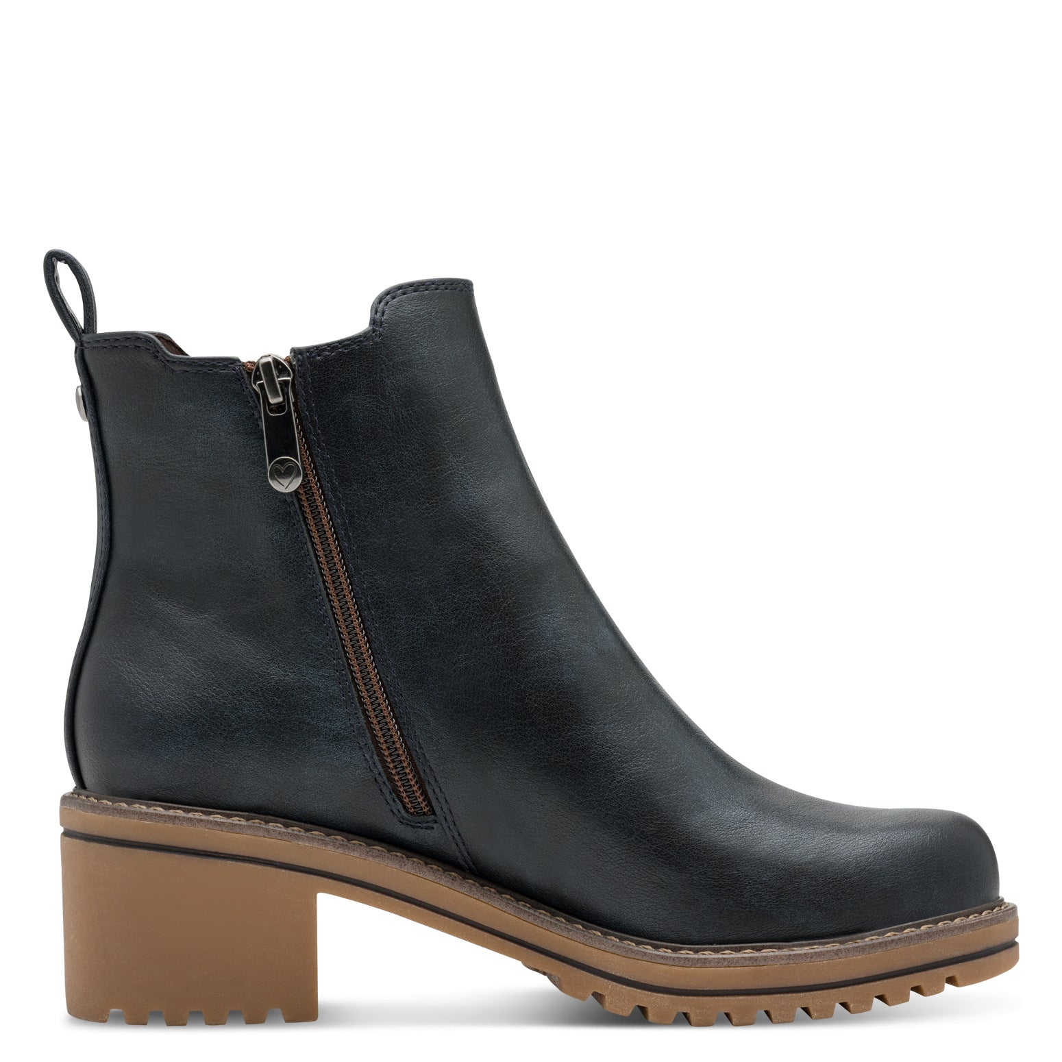 Marco Tozzi 2-25421-43 805 Navy Block Heel Pull On Chelsea Boots