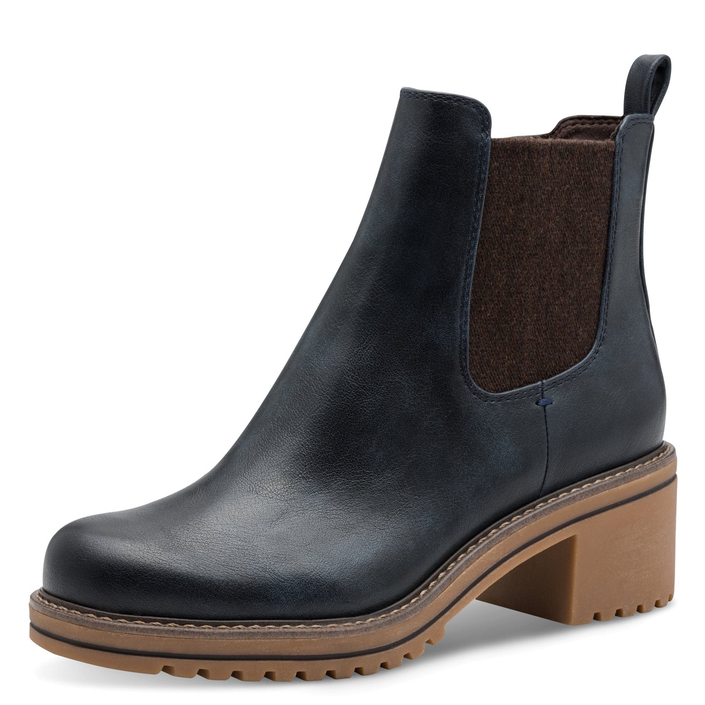 Marco Tozzi 2-25421-43 805 Navy Block Heel Pull On Chelsea Boots