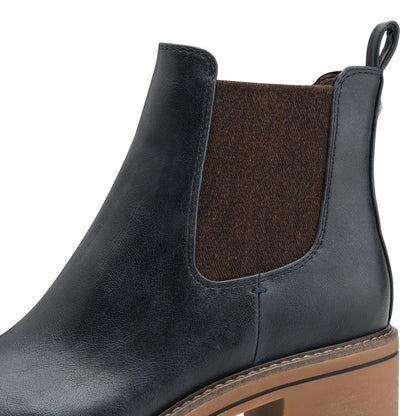 Marco Tozzi 2-25421-43 805 Navy Block Heel Pull On Chelsea Boots