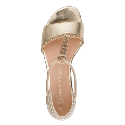 Marco Tozzi 2-28204-46 940 Gold Block Heel Sandals