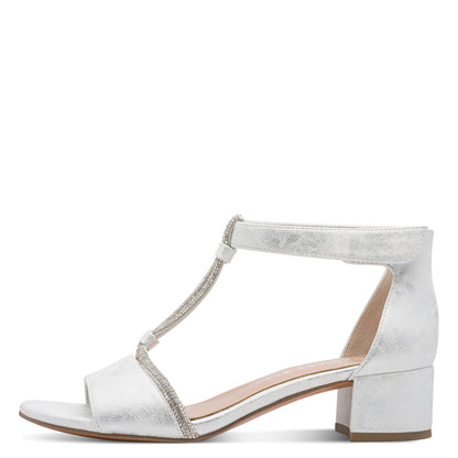 Marco Tozzi 2-28204-46 941 Silver Block Heel Sandals