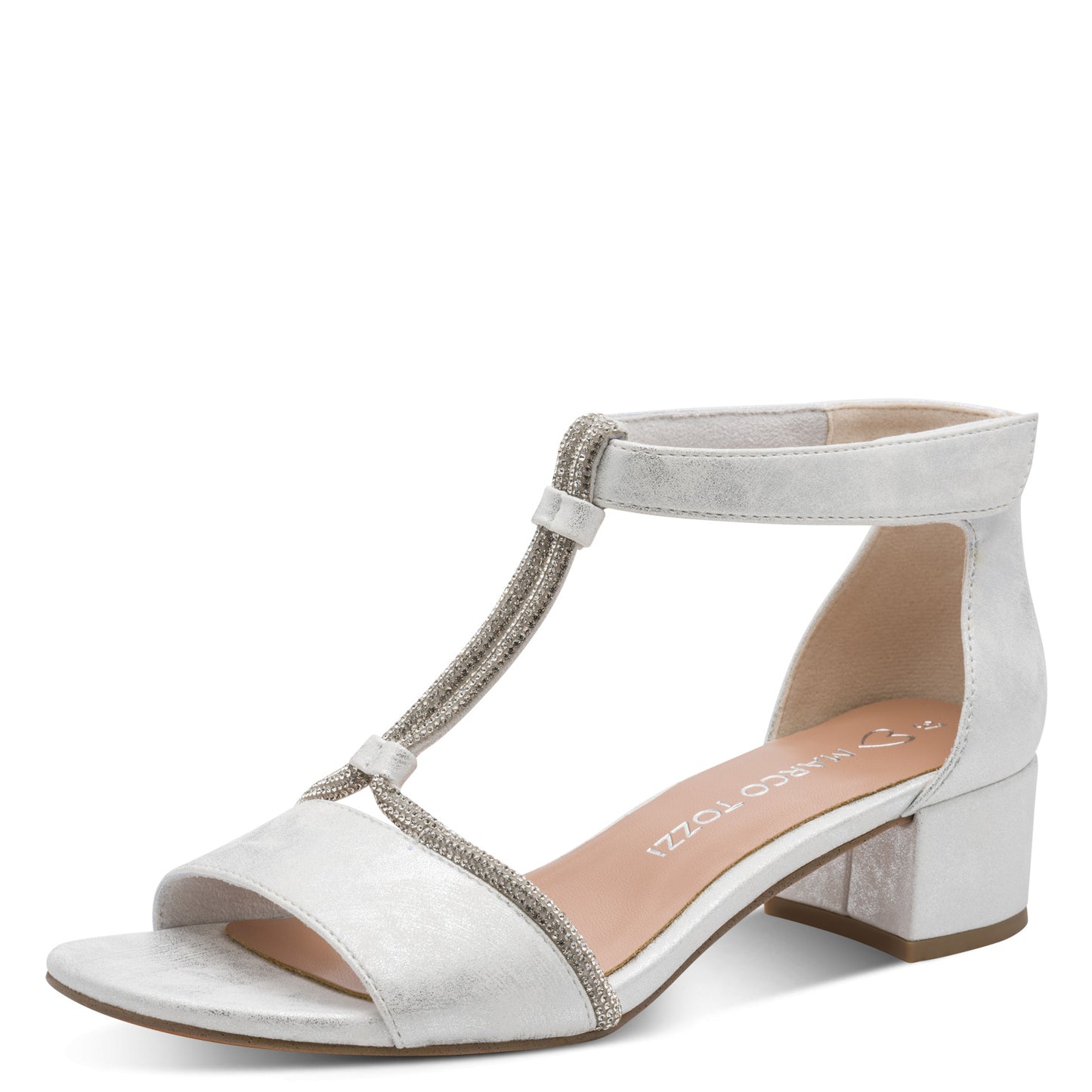 Marco Tozzi 2-28204-46 941 Silver Block Heel Sandals