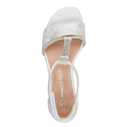 Marco Tozzi 2-28204-46 941 Silver Block Heel Sandals