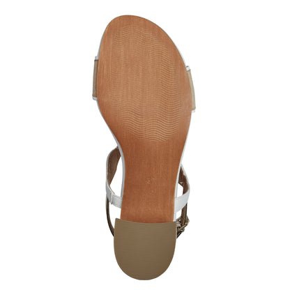 Marco Tozzi 2-28231-44 197 White & Gold Combi Slingback Block Heel Sandals
