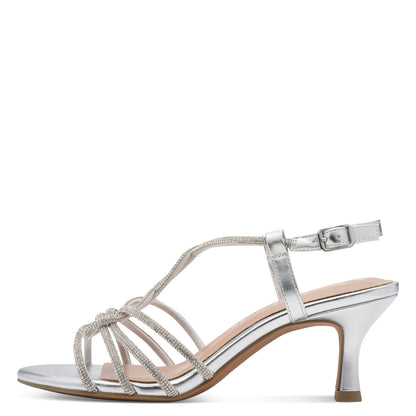 Marco Tozzi 2-28313-46 941 Silver Slingback Heel Sandals