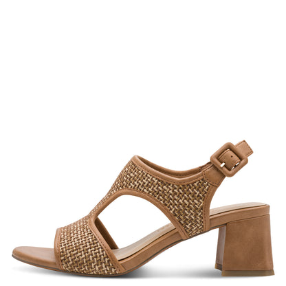 Marco Tozzi 2-28381-46 392 Cognac Tan Block Heel Sandals