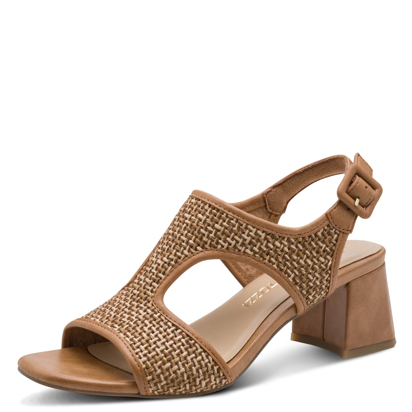 Marco Tozzi 2-28381-46 392 Cognac Tan Block Heel Sandals