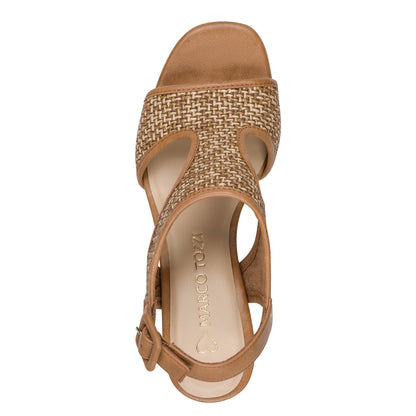 Marco Tozzi 2-28381-46 392 Cognac Tan Block Heel Sandals