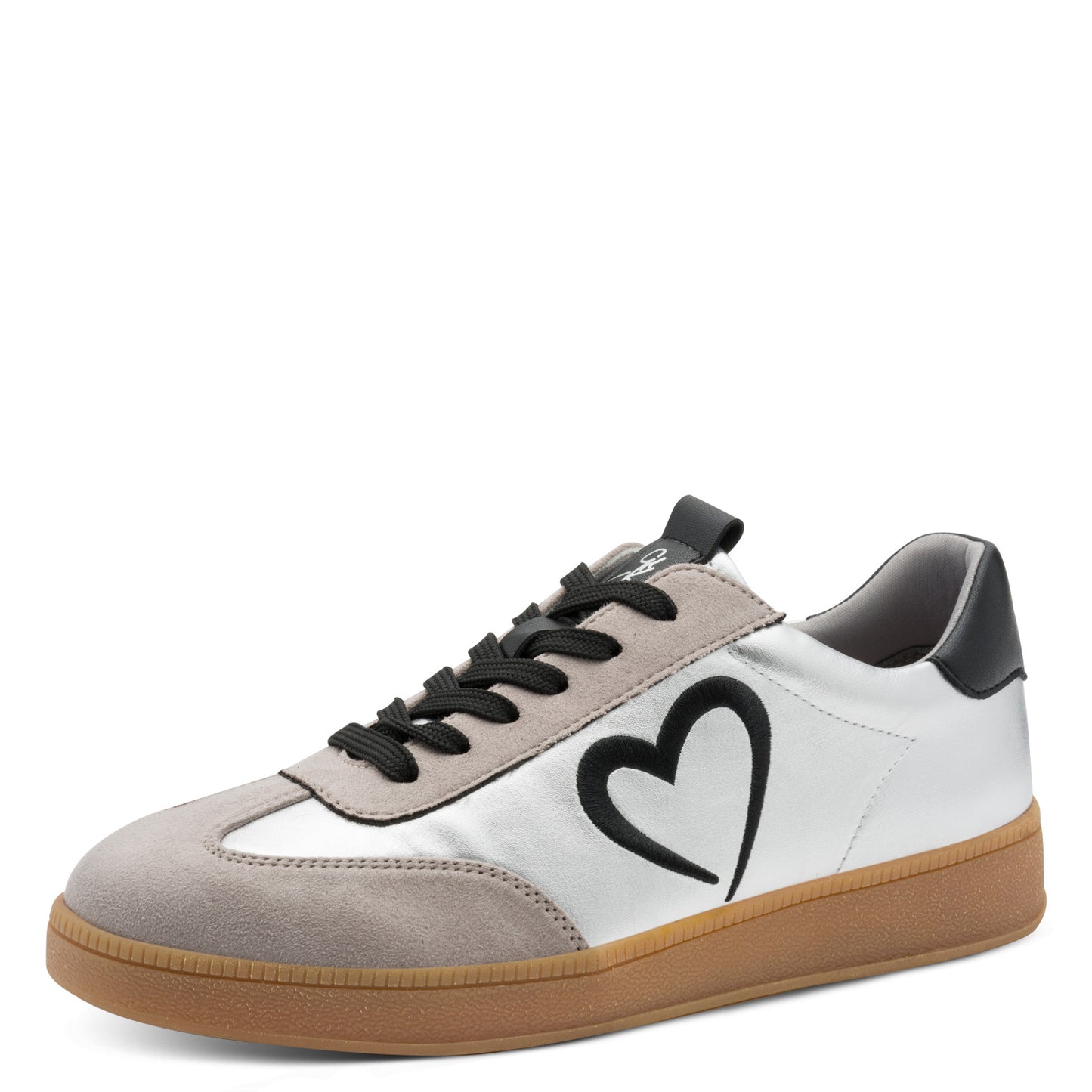 Marco Tozzi 2-83701-44 948 Silver Combi Black Heart Trainers