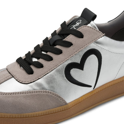 Marco Tozzi 2-83701-44 948 Silver Combi Black Heart Trainers