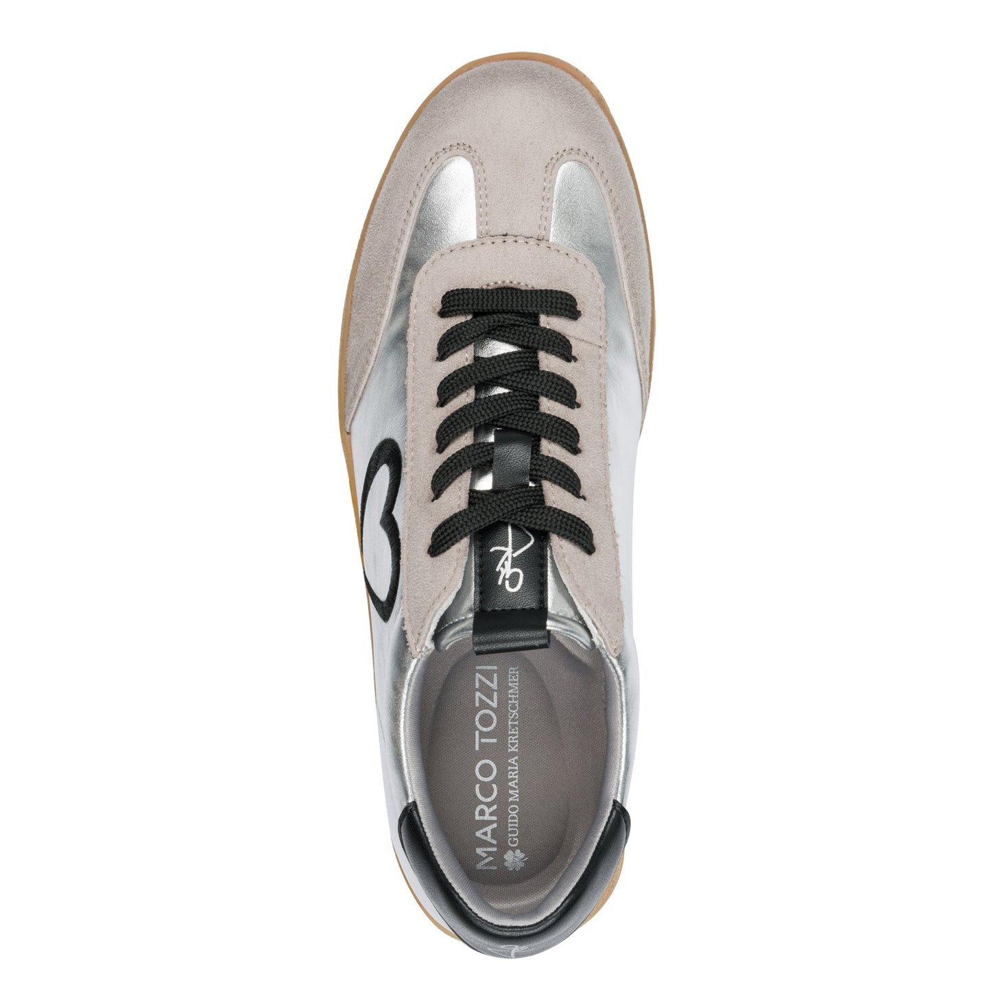 Marco Tozzi 2-83701-44 948 Silver Combi Black Heart Trainers