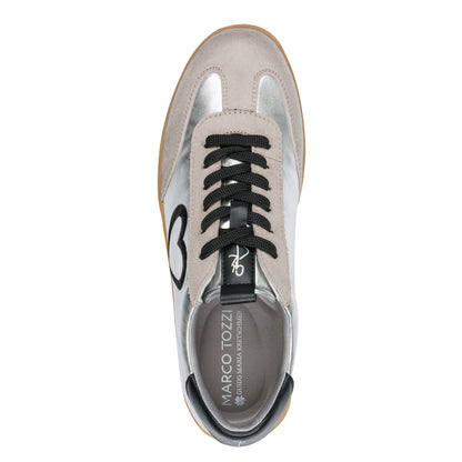 Marco Tozzi 2-83701-44 948 Silver Combi Black Heart Trainers