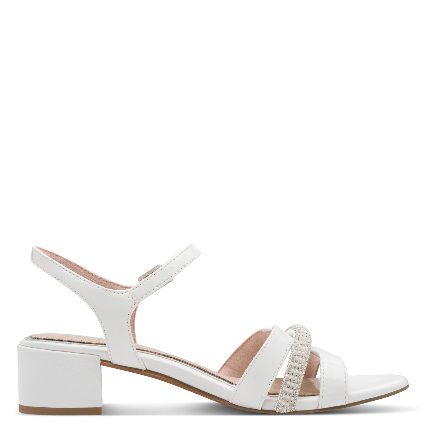 Marco Tozzi 2-88301-46 418 Ivory Patent Slingback Block Heel Sandals
