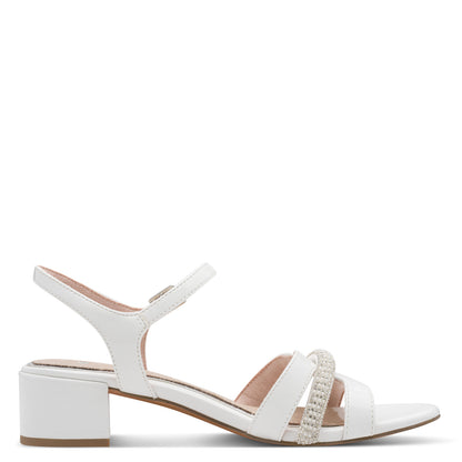 Marco Tozzi 2-88301-46 418 Ivory Patent Slingback Block Heel Sandals